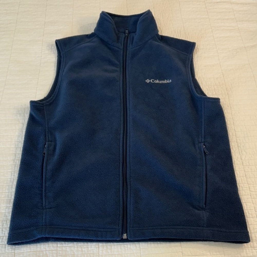 Columbia Medium Fleece Vest Deep Blue Hiking EUC